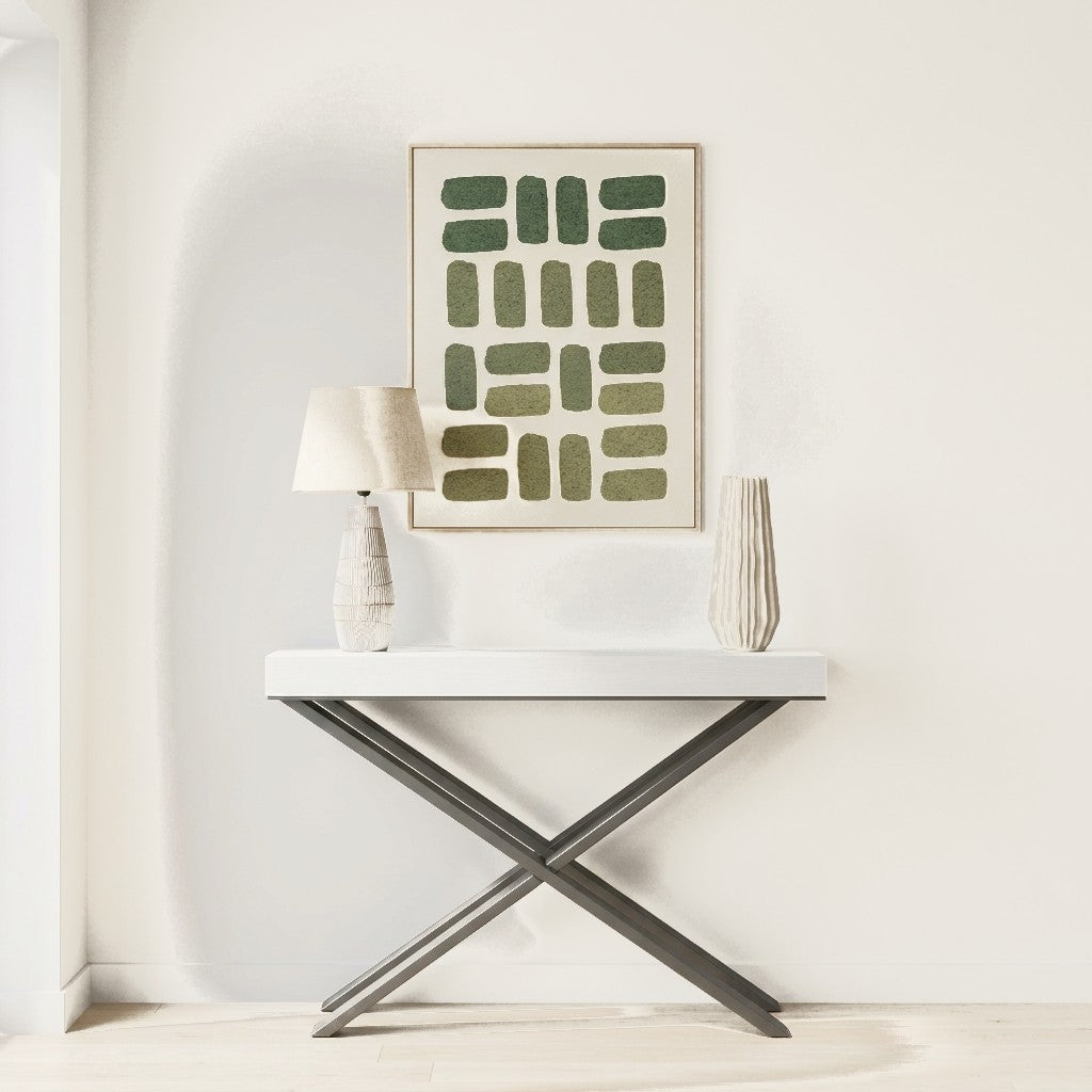 Ingresso con consolle allungabile DIAGO PREMIUM, lampada HANOI, vaso ELDAR e quadro DIPINTO