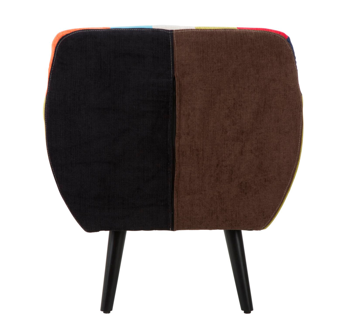 Poltrona IMPERIAL vista di schiena con schienale nero e marrone e gambe in legno nero #dimensione_L71 H78