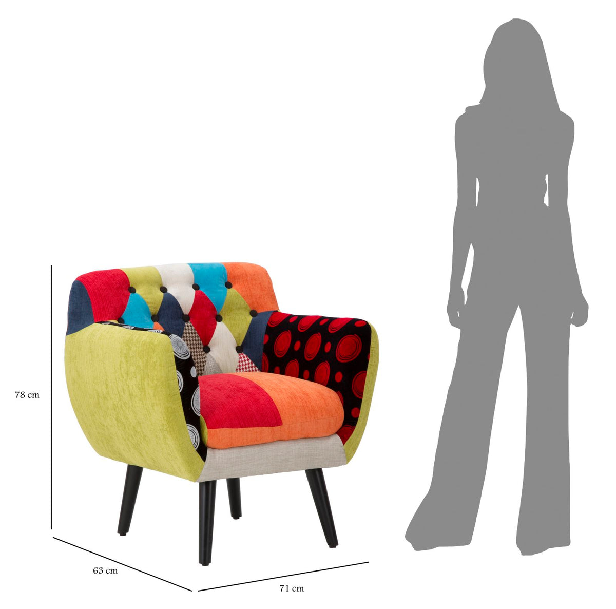 Misure della poltrona IMPERIAL: 78 cm di altezza, 63 di profondità e 71 di larghezza #dimensione_L71 H78