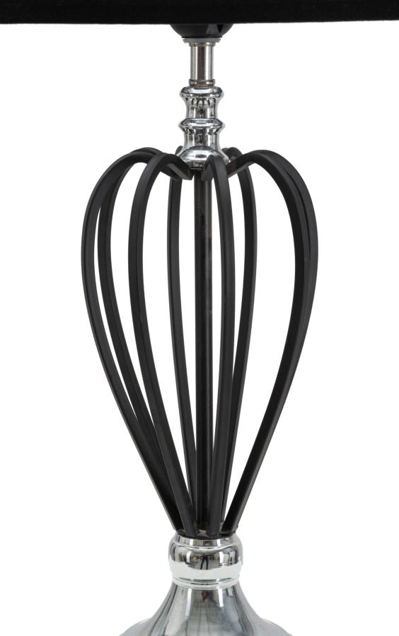 Lampada DARKY SILVER argentata ripresa di tre quarti, parte superiore tagliata #dimensione_H56 cm