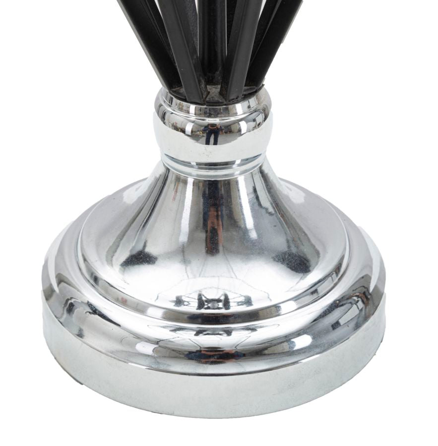 Base cromata rotonda e stelo nero della lampada DARKY SILVER argentata #dimensione_H56 cm