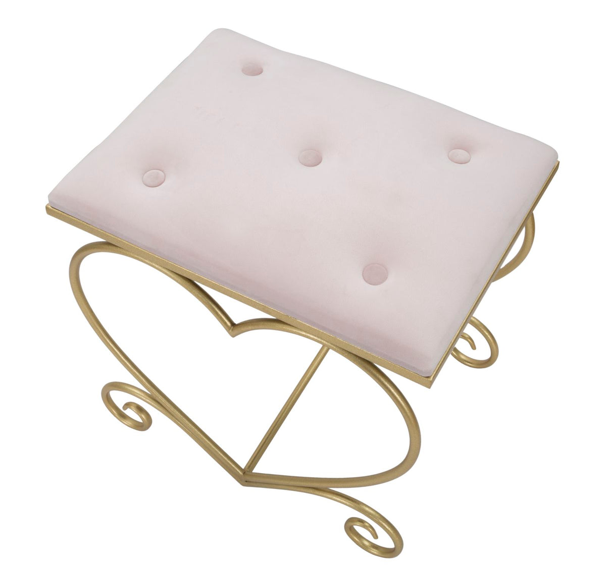 Sgabello HEART rosa ripreso dall'alto con cinque bottoni a rombo sulla seduta #colore_Rosa