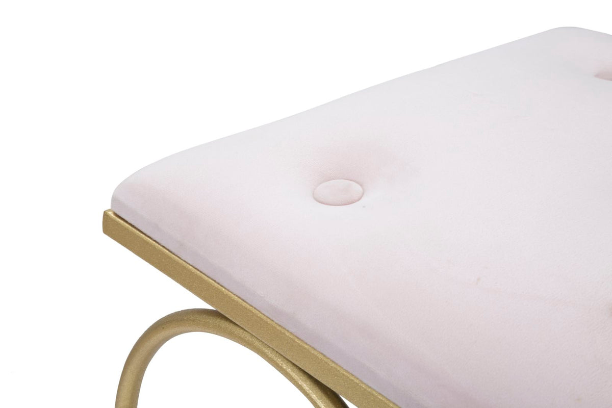 Dettaglio della seduta rosa HEART in velluto con cornice e tubolare dorati #colore_Rosa