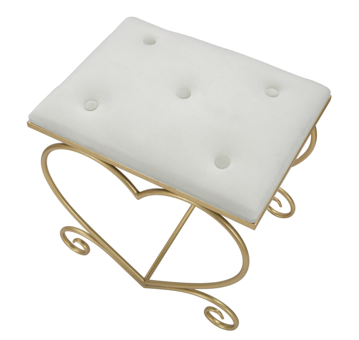 Sgabello HEART crema con cinque bottoni sulla seduta e base dorata a X #colore_Crema