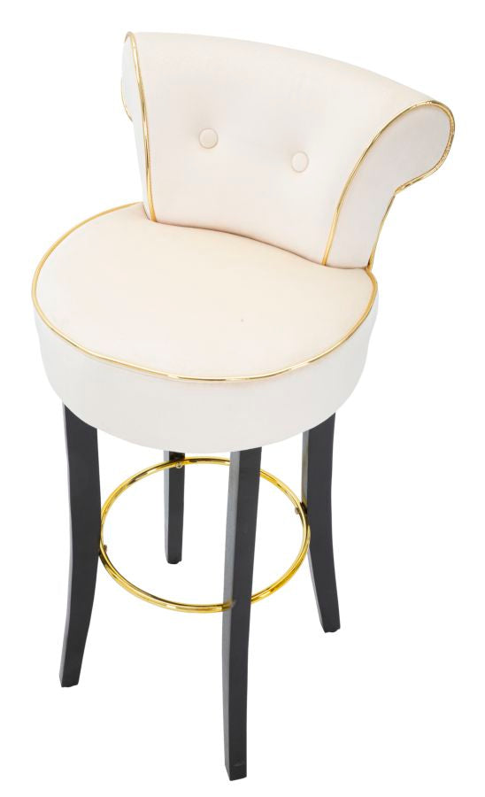 Sgabello alto LUXY crema visto di tre quarti su sfondo bianco #colore_Crema
