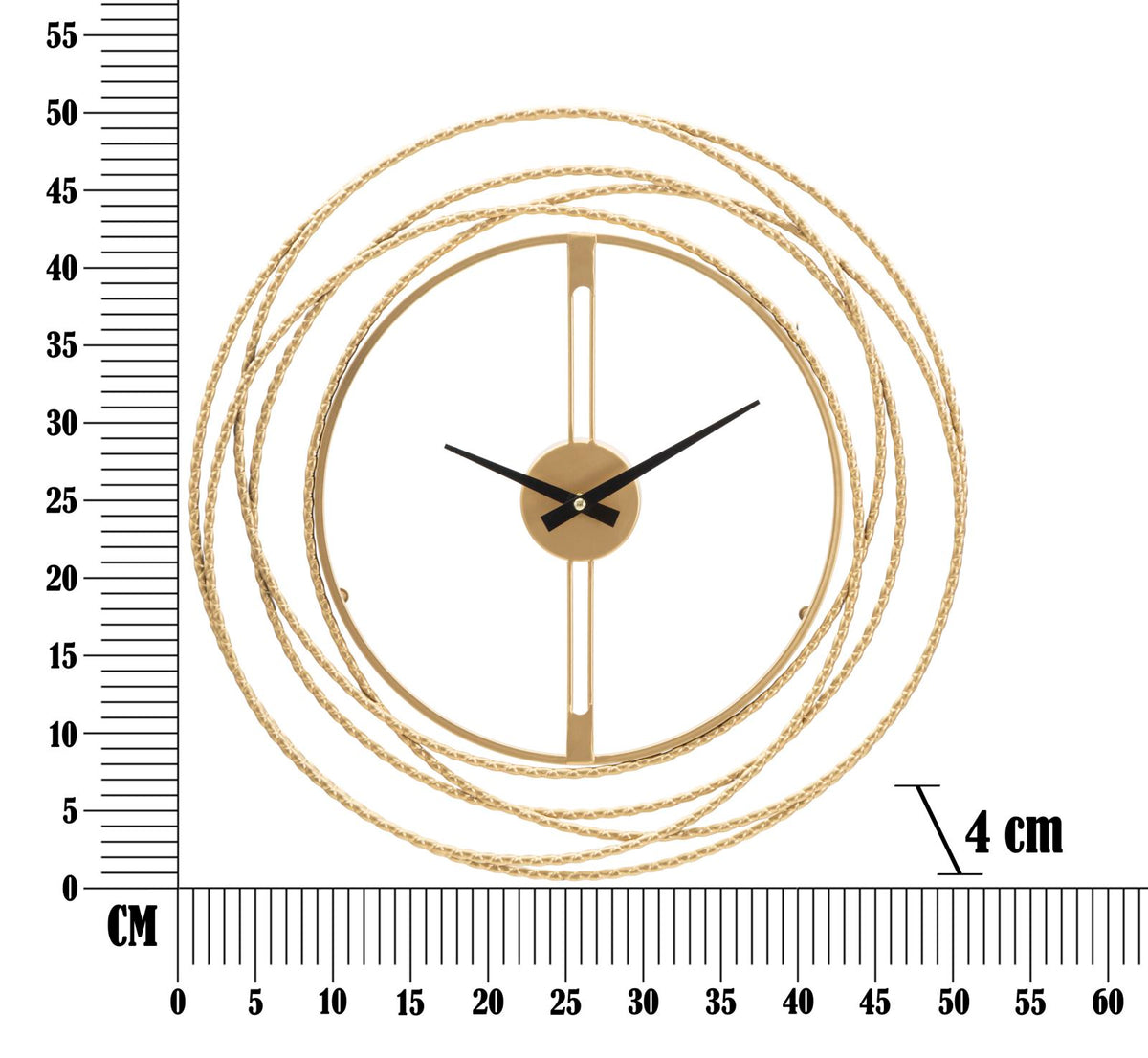 Orologio da parete in metallo dorato con cerchi intrecciati 50 cm - GOLD STRIPS