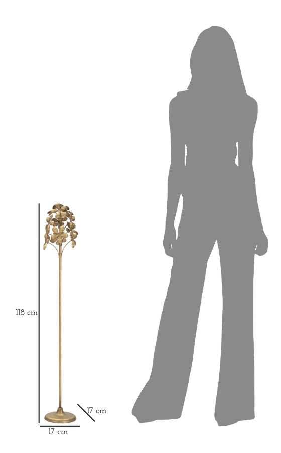 Portacandele FLOWY oro con misure: 118 cm di altezza e base di 17 cm #dimensione_17x93
