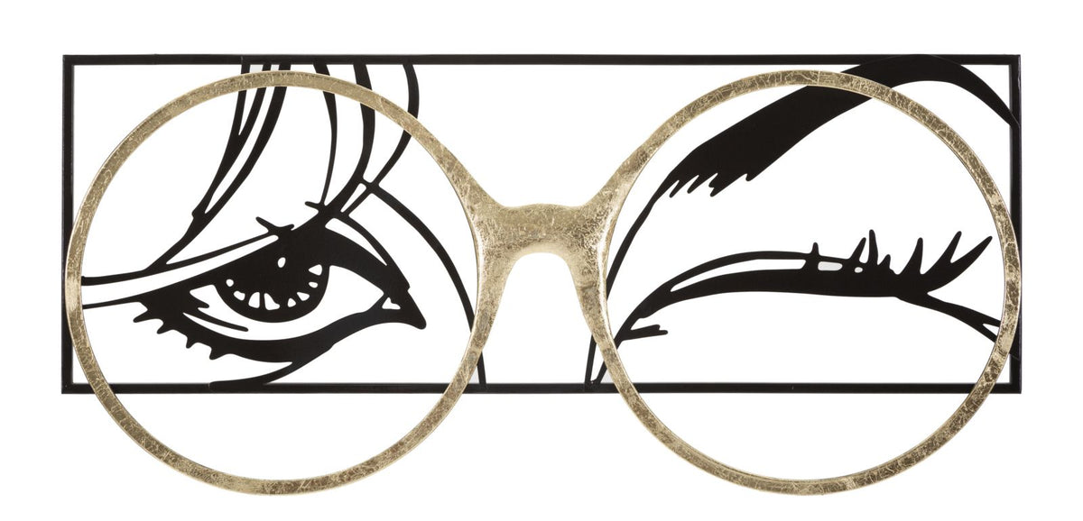 pannello_decorativo_da_parete_3d_metallo_nero_con_occhiali_dorati__eyewear