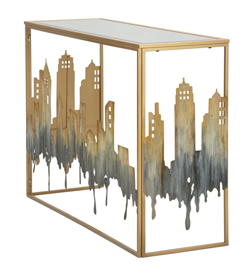 console_in_metallo_dorato_con_skyline_e_piano_in_vetro_specchio__city