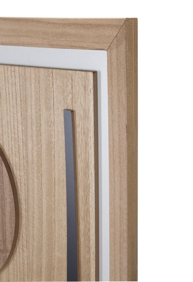 Angolo superiore destro della cornice ASTRY color noce con inserto verticale grigio bluastro su fondo bianco #colore_Noce