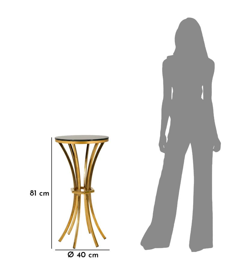 Misure del tavolino SHANTY oro: altezza 81 cm e diametro 40 cm #dimensione_Ø40 H81 cm