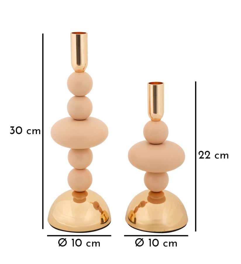 Misure dei portacandele GALAXY rosa: 30 cm, 22 cm e diametro base 10 cm #colore_Rosa
