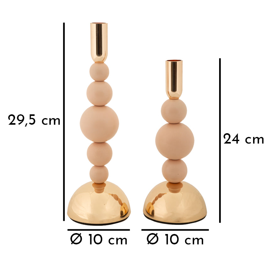 Portacandele BOLLY rosa cipria con misure: 29,5 e 24 cm di altezza, base Ø 10 cm #colore_Rosa