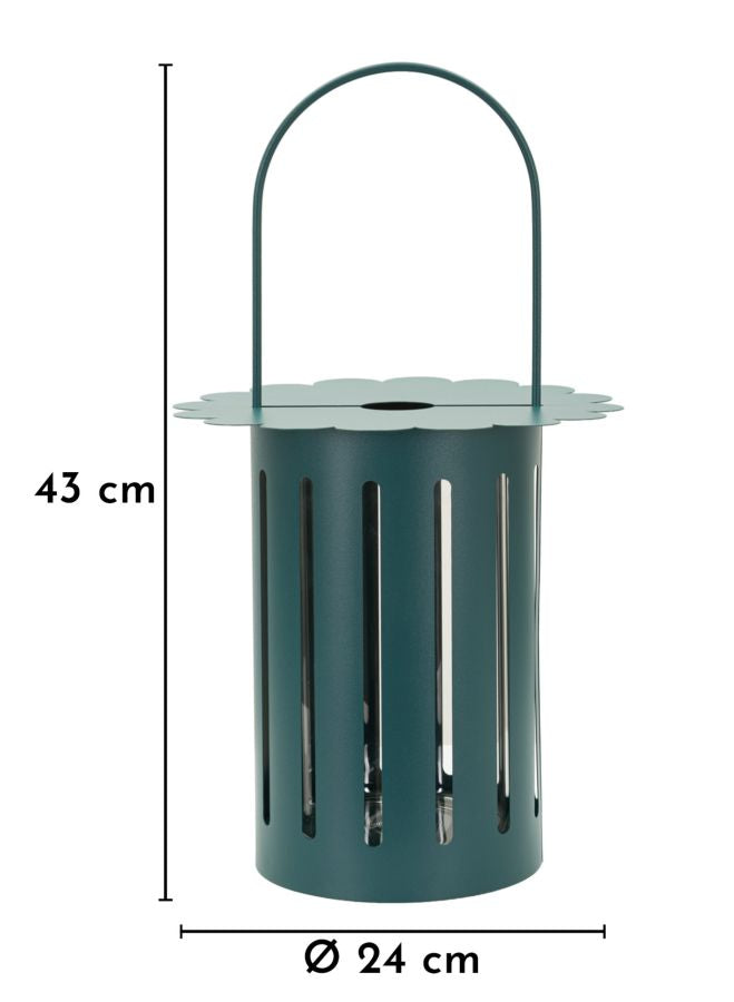 Disegno tecnico della lanterna SATURNO verde petrolio con misure 43 cm e Ø 24 cm #colore_Verde