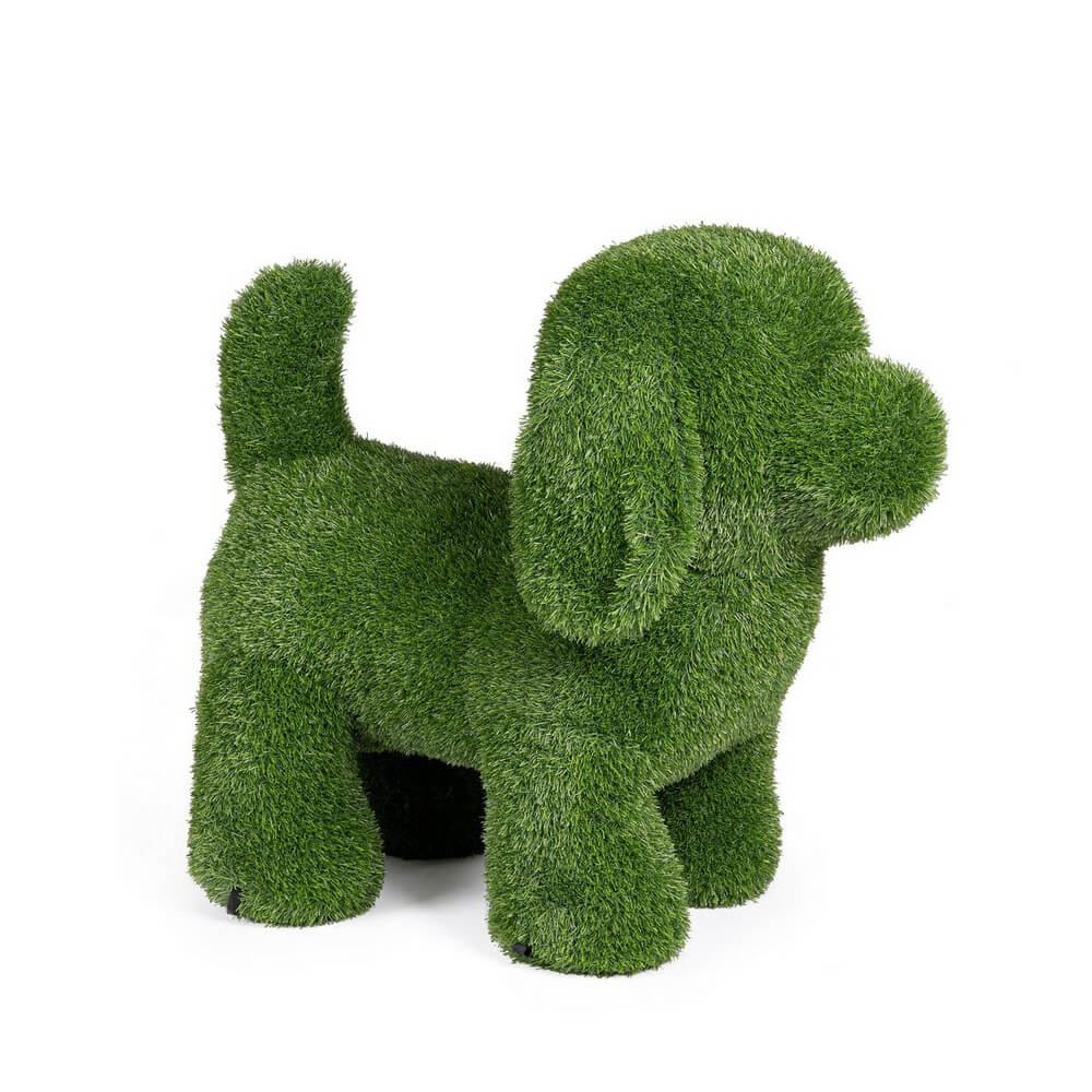 Scultura Decorativa Cane in Erba Sintetica Verde 80x73 cm - ERBA