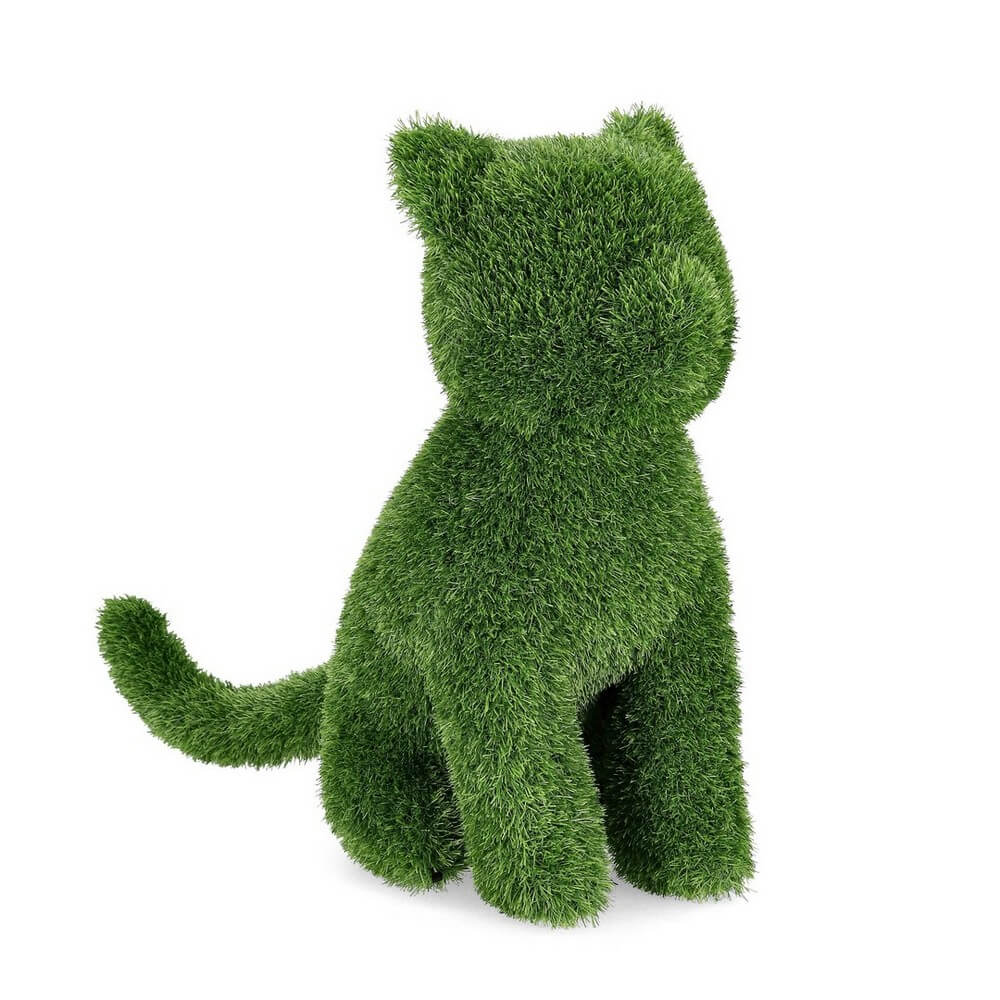 Scultura Decorativa Gatto in Erba Sintetica per Giardino 40x67h - ERBA