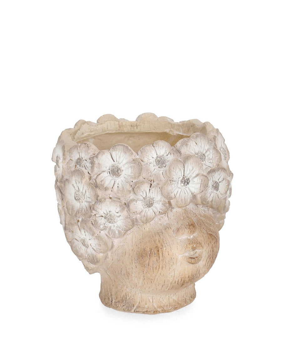 Set di 4 Porta Vaso in Magnesia a Forma di Volto con Fiori - BLOSSY