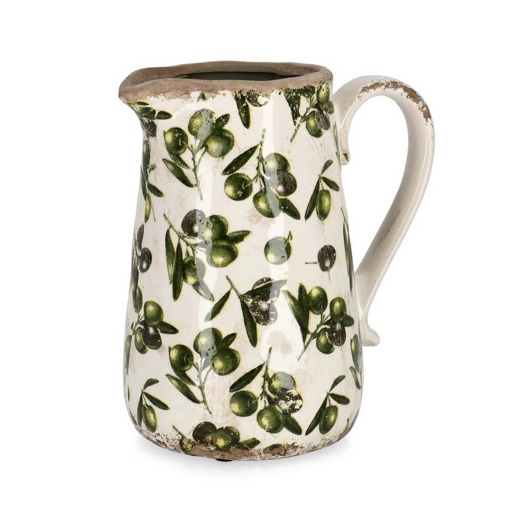 Caraffa decorativa in porcellana con motivo olive stile vintage - OLYVIA