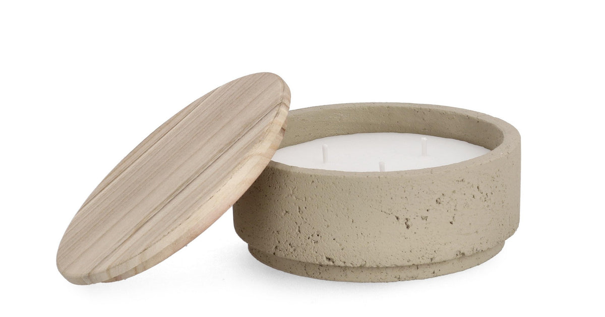 Set di 4 Candele in Cemento con Coperchio in Legno 520g - CHRISTINA