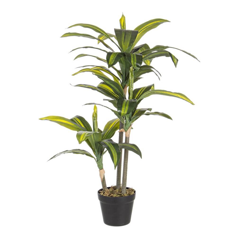 Set di 2 Piante Dracena Artificiali con Vaso 43 Foglie H88 cm - SERAPHIM