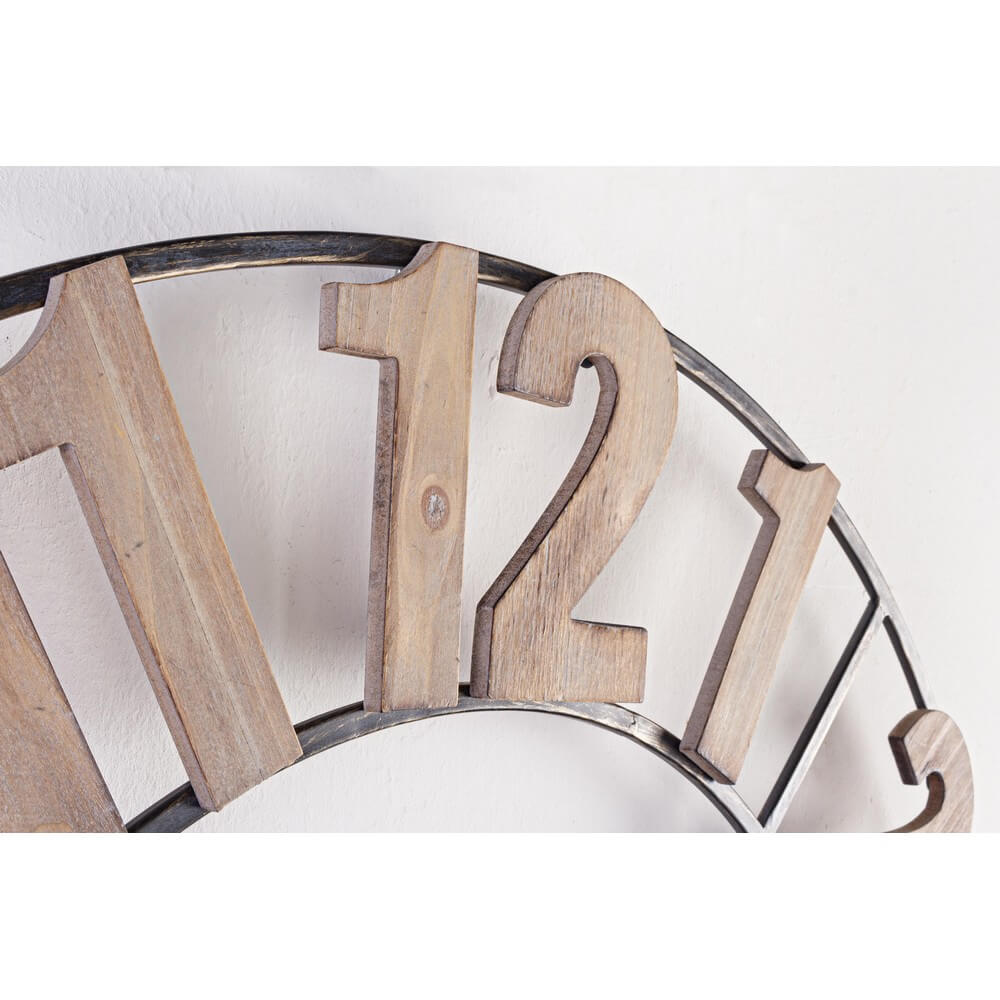 Set di 2 Orologi da Parete Rotondi in Acciaio e Legno 80 cm - VERDONIA