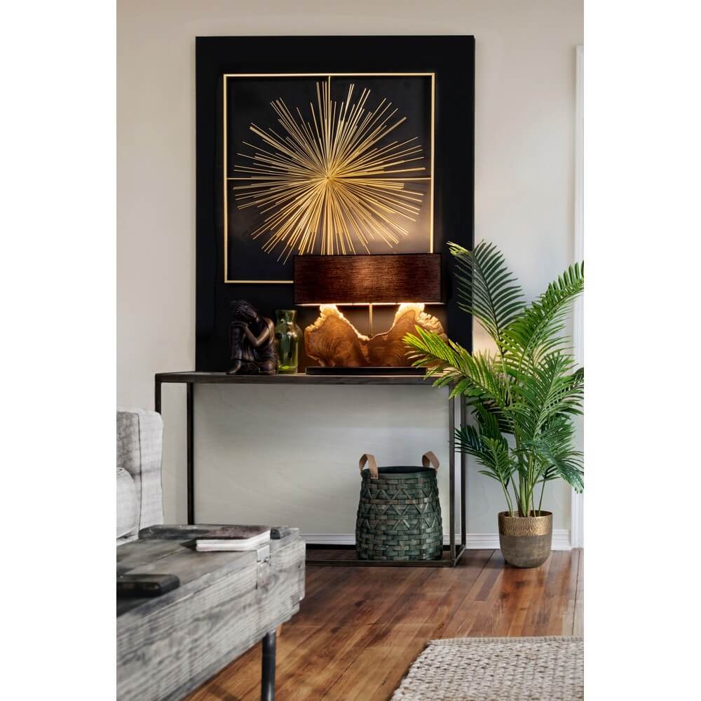 Decorazione da Parete in Acciaio Dorato con Motivo a Raggiera 90x90 cm - HERNANDEZ