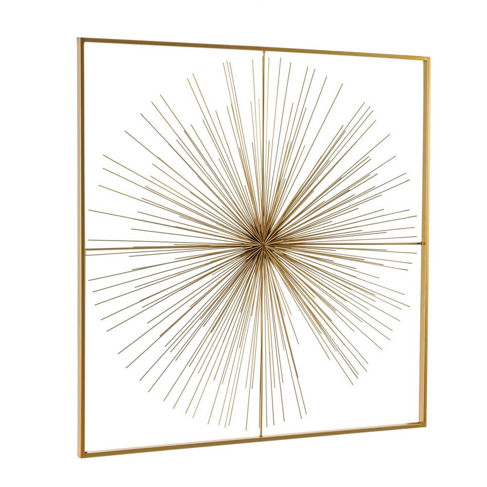 Decorazione da Parete in Acciaio Dorato con Motivo a Raggiera 90x90 cm - HERNANDEZ