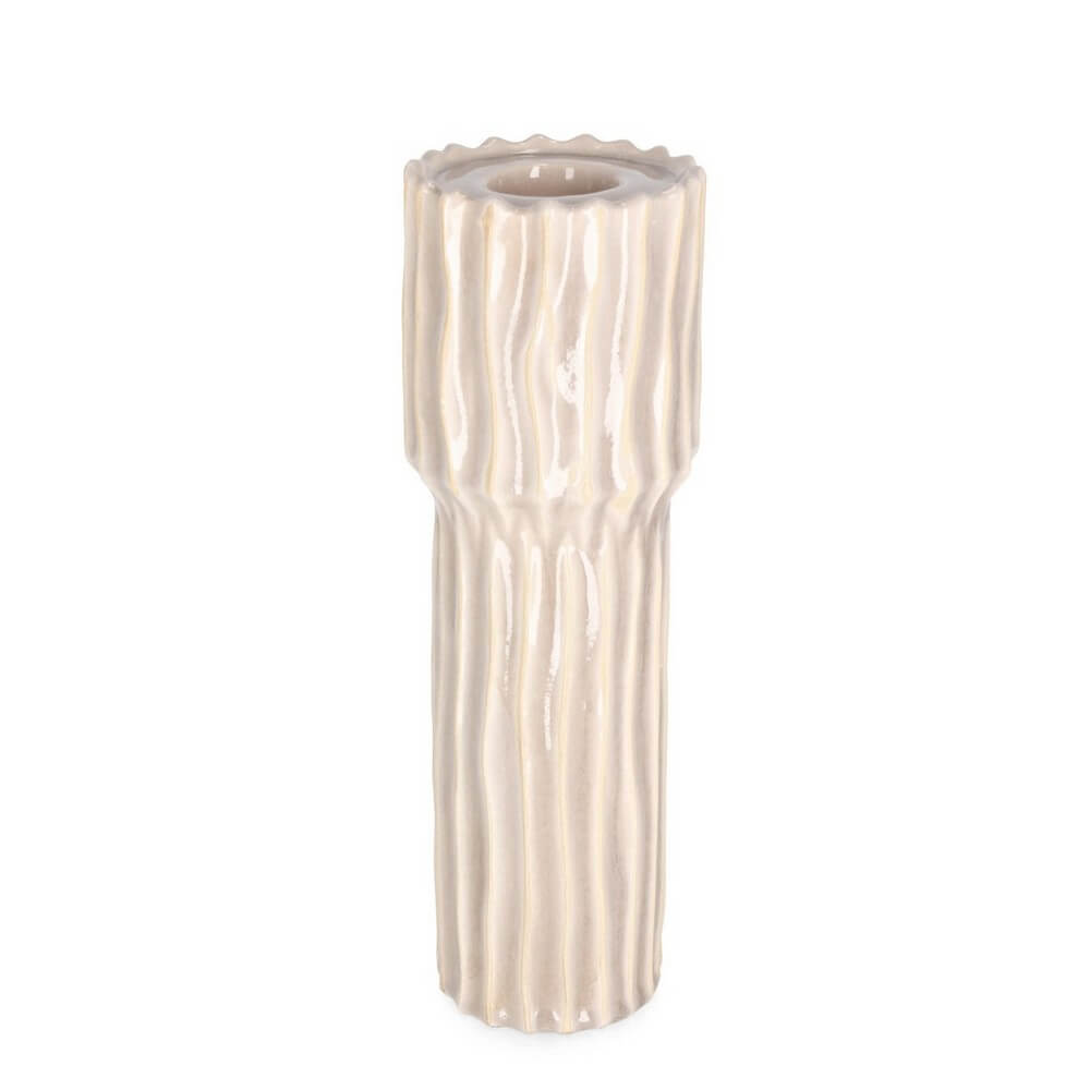 Portacandela in Ceramica Scanalata Tondo Alto 31,5 cm - YIKU