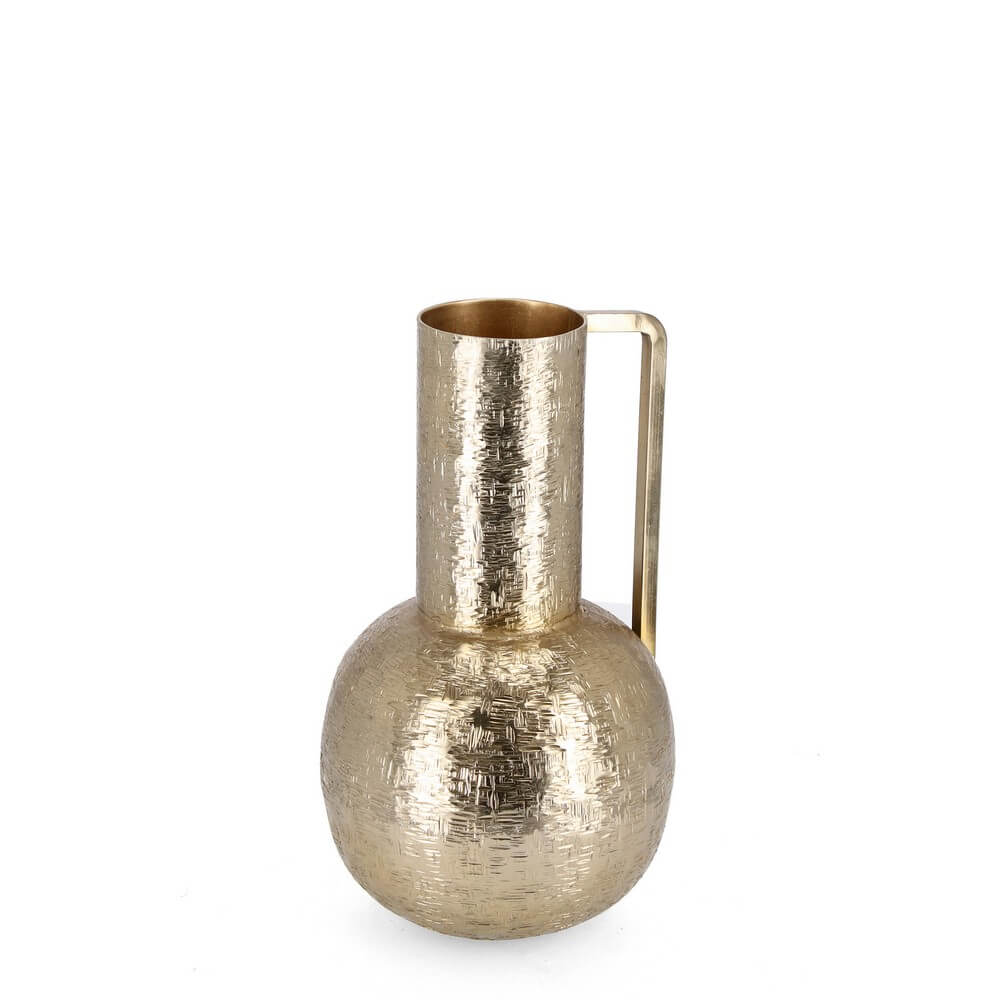 Vaso Bottiglia Decorativa in Alluminio Dorato Lavorato a Mano - BROOKS