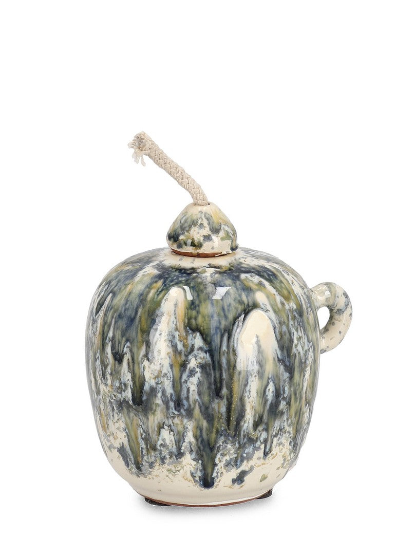 Set di 4 Vasi in Terracotta con Stoppino Fatti a Mano H11,5 cm - CON