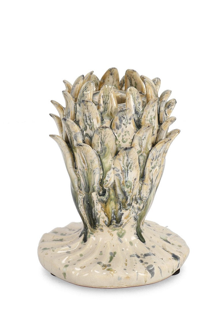Set di 4 Portacandela in Terracotta a Forma di Carciofo Fatto a Mano - ESMA
