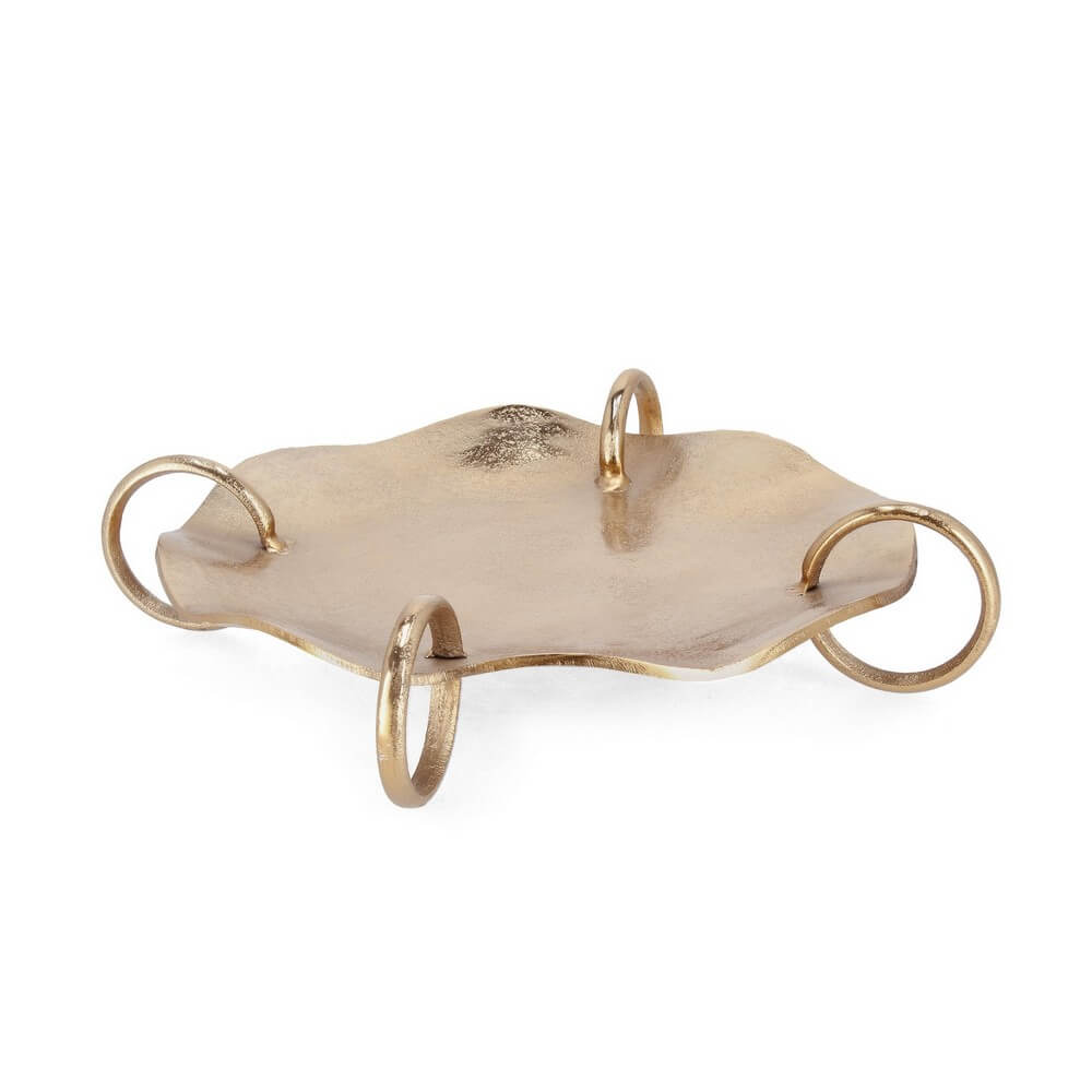Vassoio Decorativo Rotondo in Alluminio Finitura Oro 46 cm - SAGAR