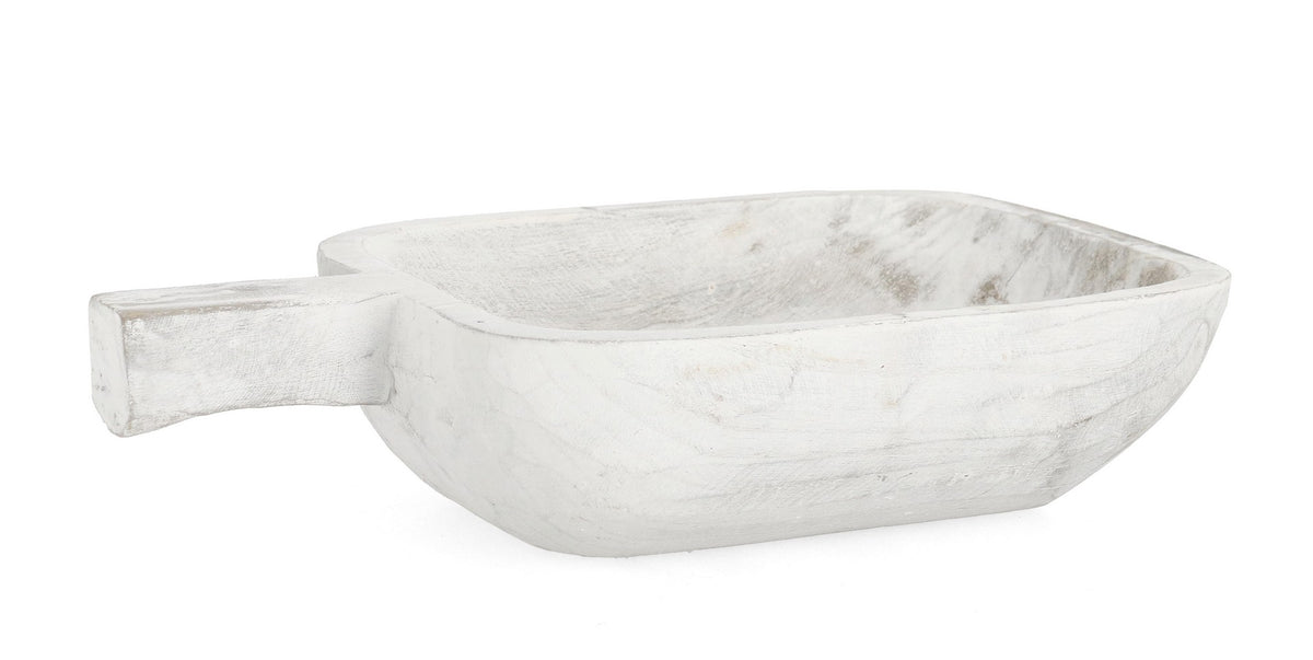 Set di 4 Vassoi Decorativi in Legno di Paulownia Sbiancato con Manico - JAMAL