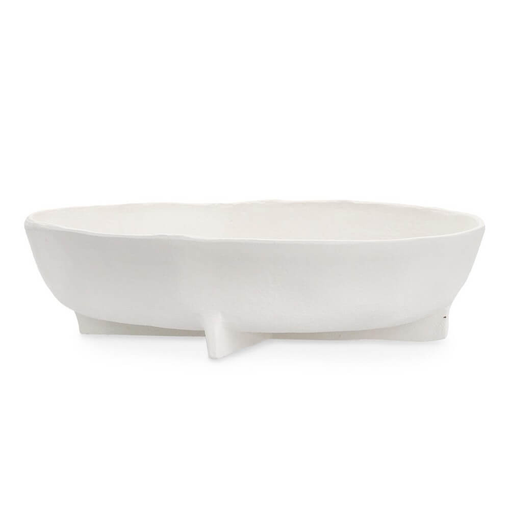 Ciotola Decorativa in Alluminio Bianco Fatta a Mano 31x30 cm - SAKI