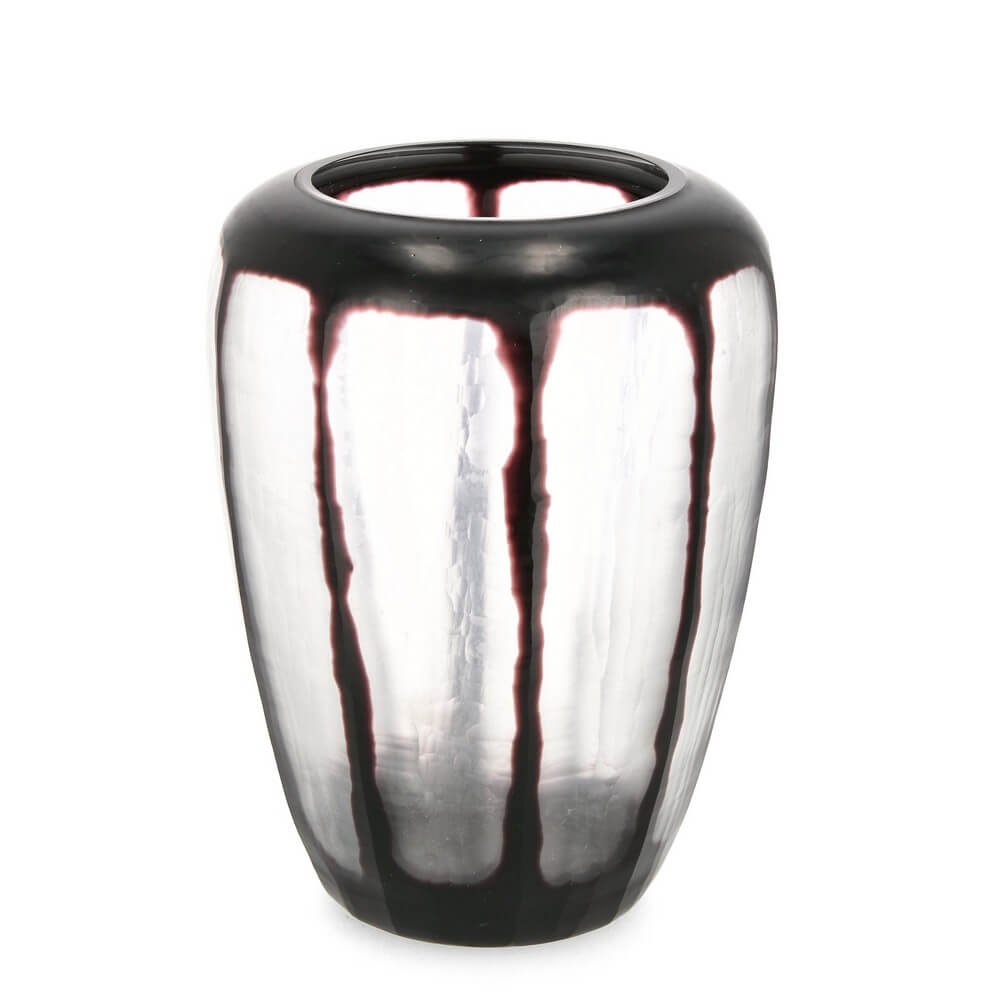 Vaso in Vetro Soffiato Fatto a Mano Trasparente e Nero H35 - HASSAN