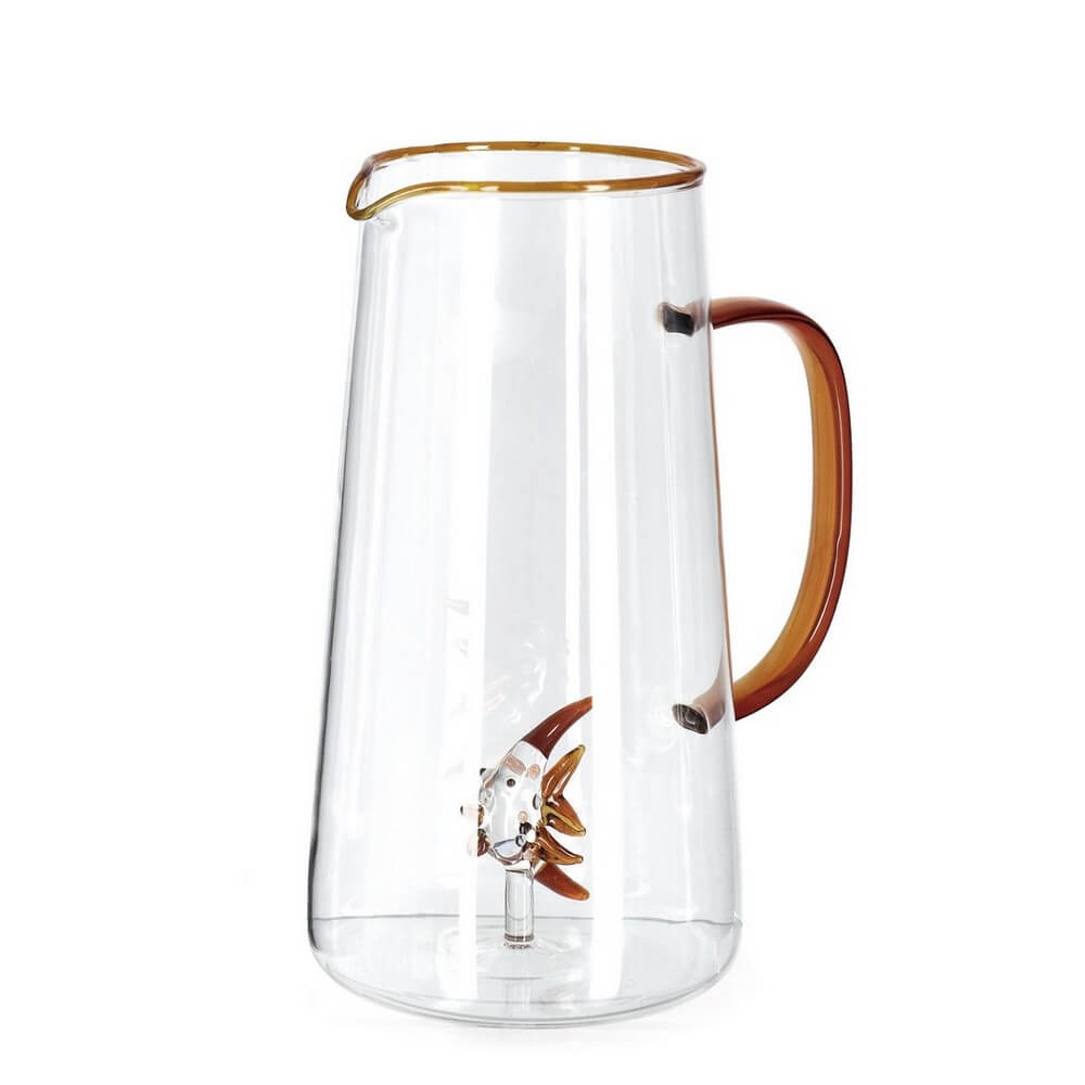 Caraffa in Vetro con Decorazione Pesce Ambra Soffiato - FARALYN