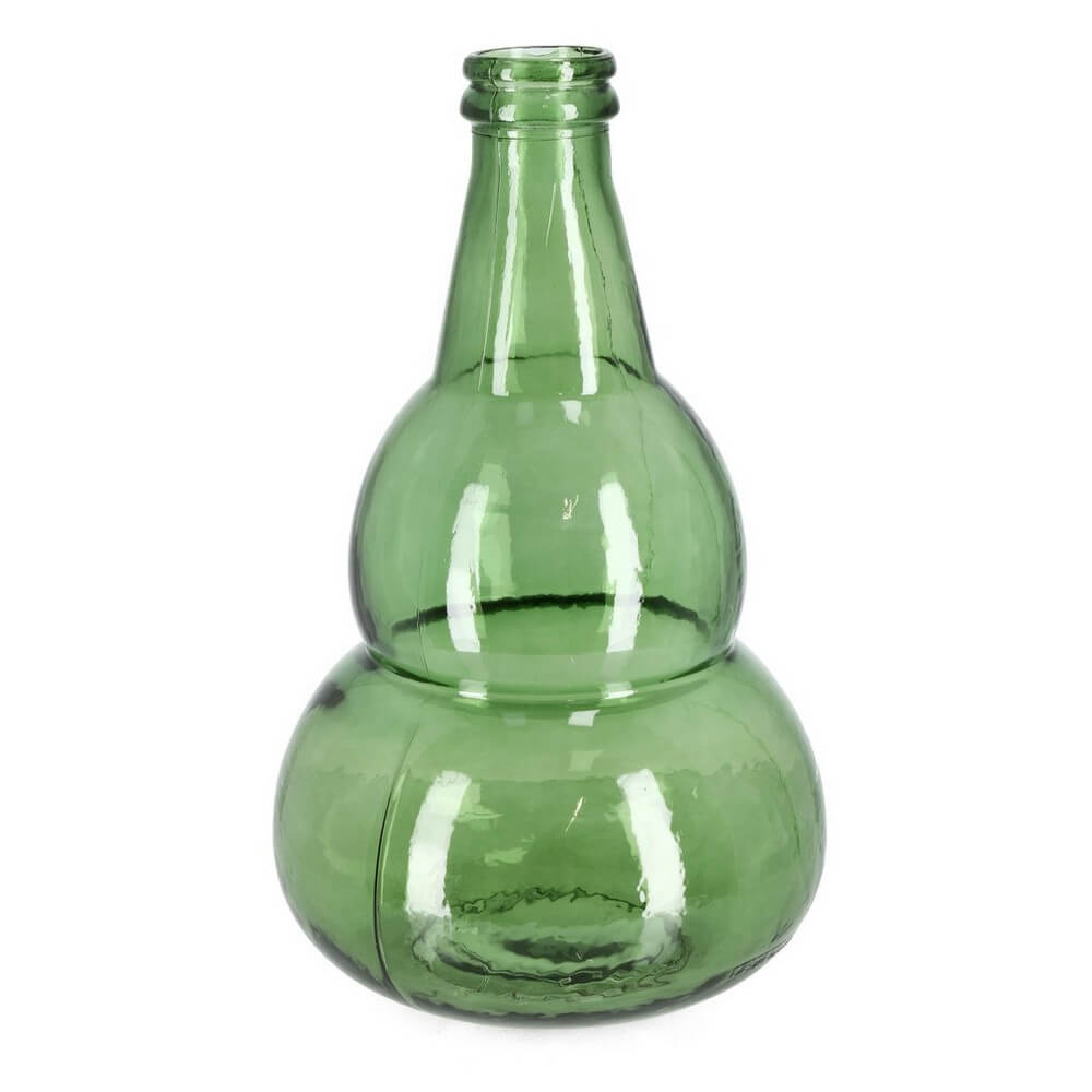 Vaso Bottiglia Decorativa in Vetro Riciclato Verde a Forma di Zucca - ABBY
