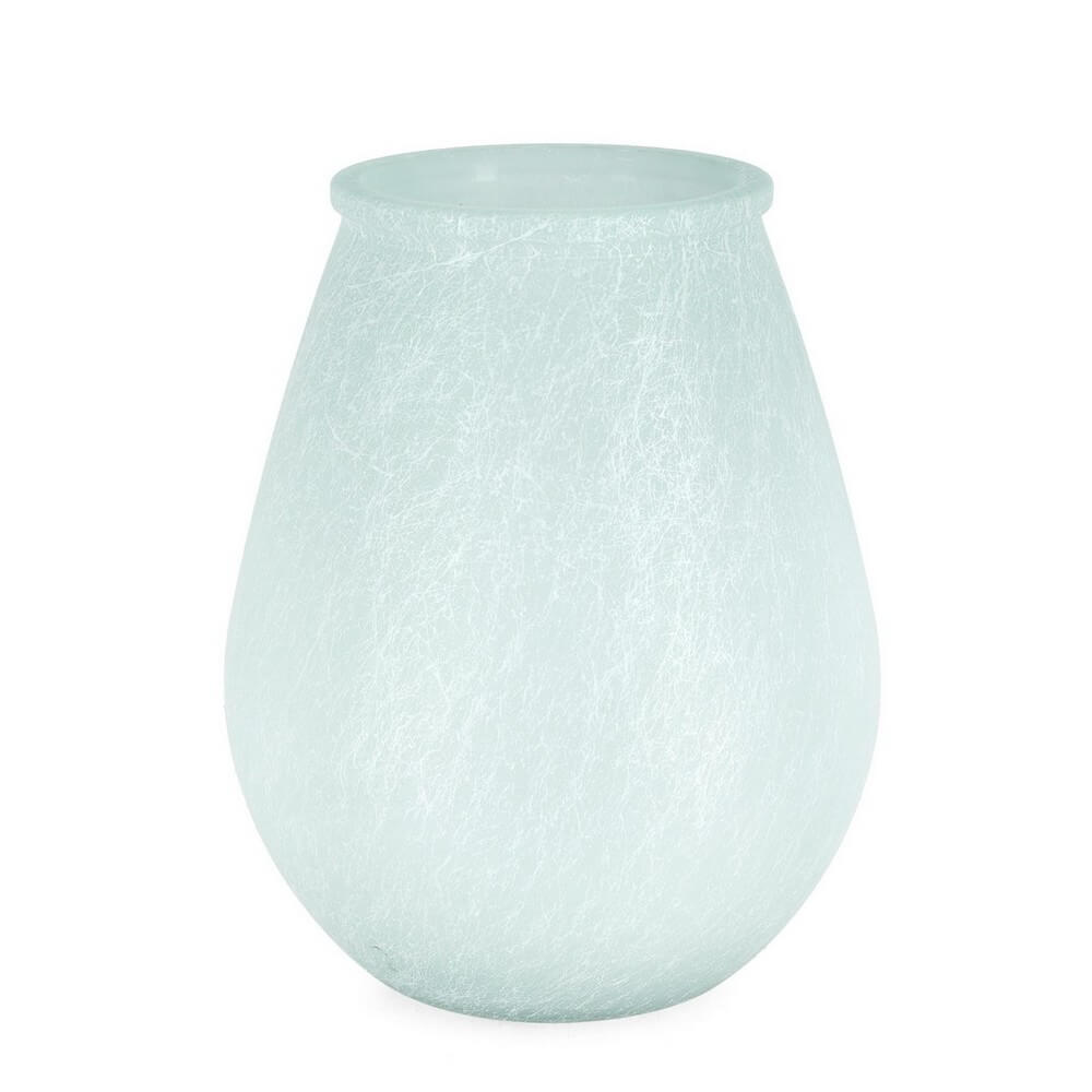 Vaso in vetro riciclato azzurro seta effetto craquelé tondo - ABBY
