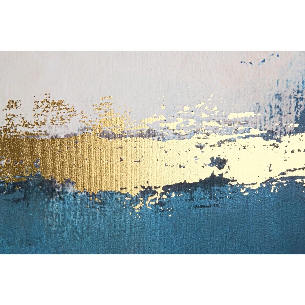 Quadro su Tela Astratto con Cornice e Foglie Dorate 67x94 cm - JAVIER