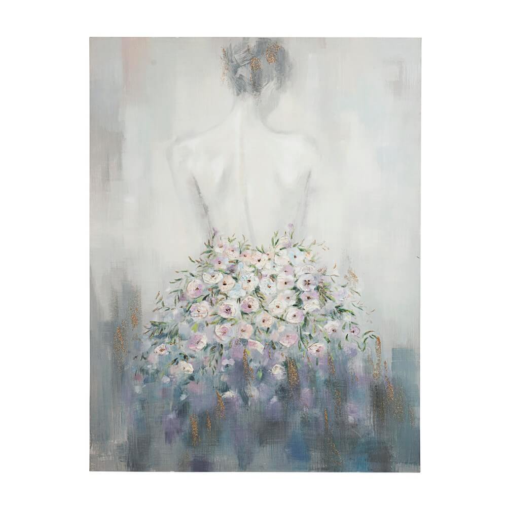 Dipinto su Tela Figura Femminile con Fiori 90x120 cm - SVETLANA