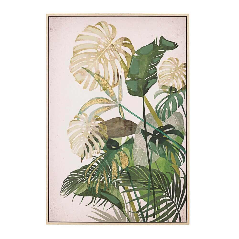 Quadro su Tela con Cornice Foglie Tropicali Monstera 62x92 cm - SVETLANA