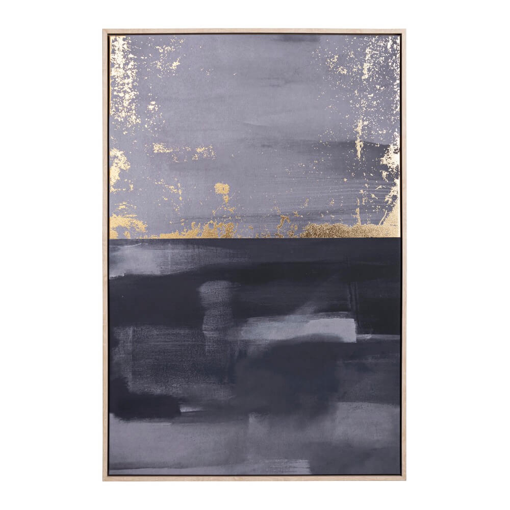 Quadro Astratto su Tela con Cornice e Dettagli Dorati 62x92 cm - IGOR