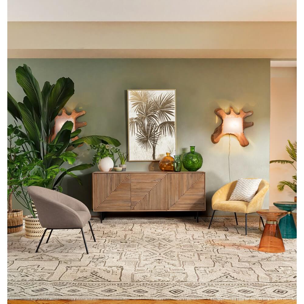 Quadro con Cornice Palma Tropicale Dorata su Tela 82x122 cm - KATRINA