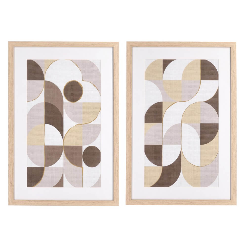Set di 2 quadri con cornice stampa geometrica astratta 40x60 cm - DMITRI