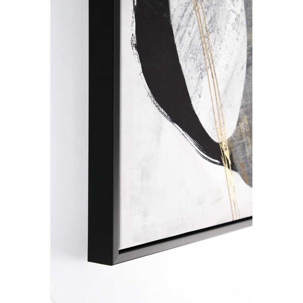 Set di 2 Quadri Astratti su Tela con Cornice e Foglie Dorate 50x50 - PRIYA