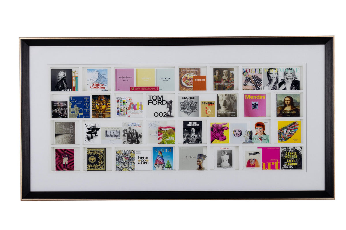 Quadro con Cornice Collage Copertine Libri e Riviste 126x66 cm - GLAMMY
