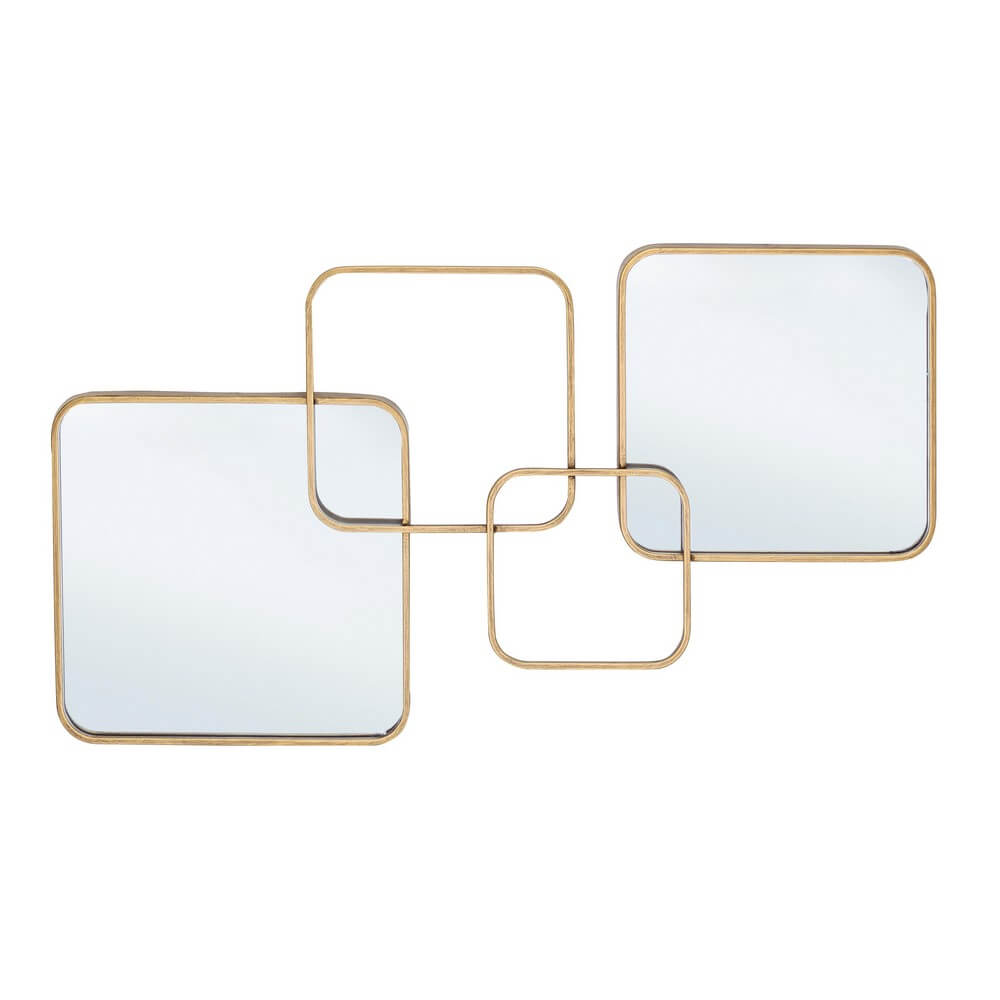 Set di 2 Specchi da Parete Geometrici con Cornice Dorata in Acciaio - CARTER
