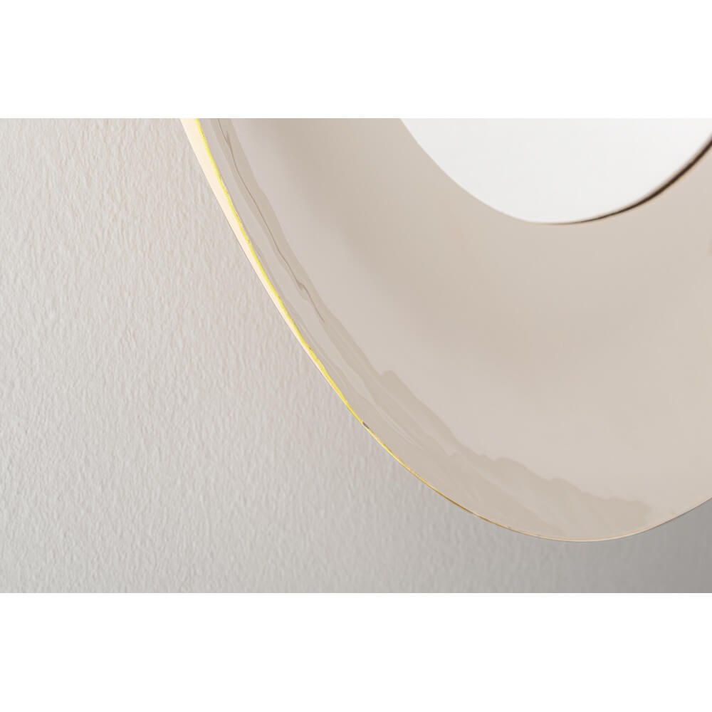 Specchio Rotondo con Cornice in Metallo Beige 60 cm - CAMPBELL