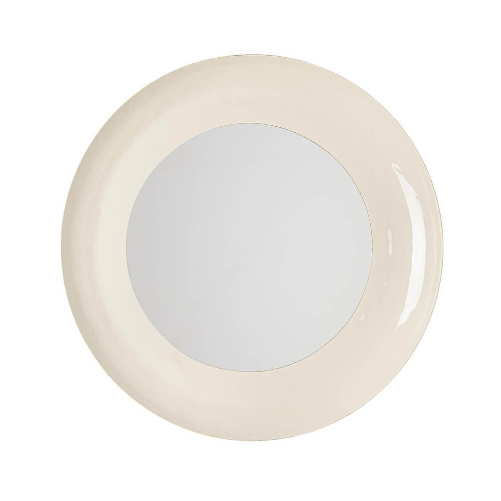 Specchio Rotondo con Cornice in Metallo Beige 60 cm - CAMPBELL
