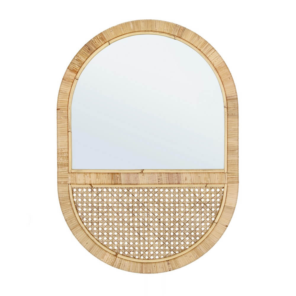 Specchio Ovale da Parete in Rattan con Intreccio Vienna - EDWARDS